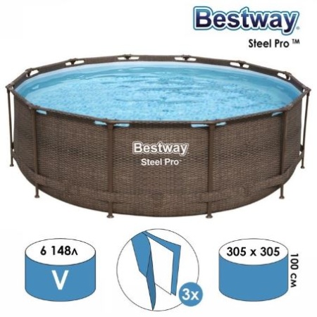 Bestway 5617P BW Каркасный бассейн 305х100см,"Ротанг", 6148л